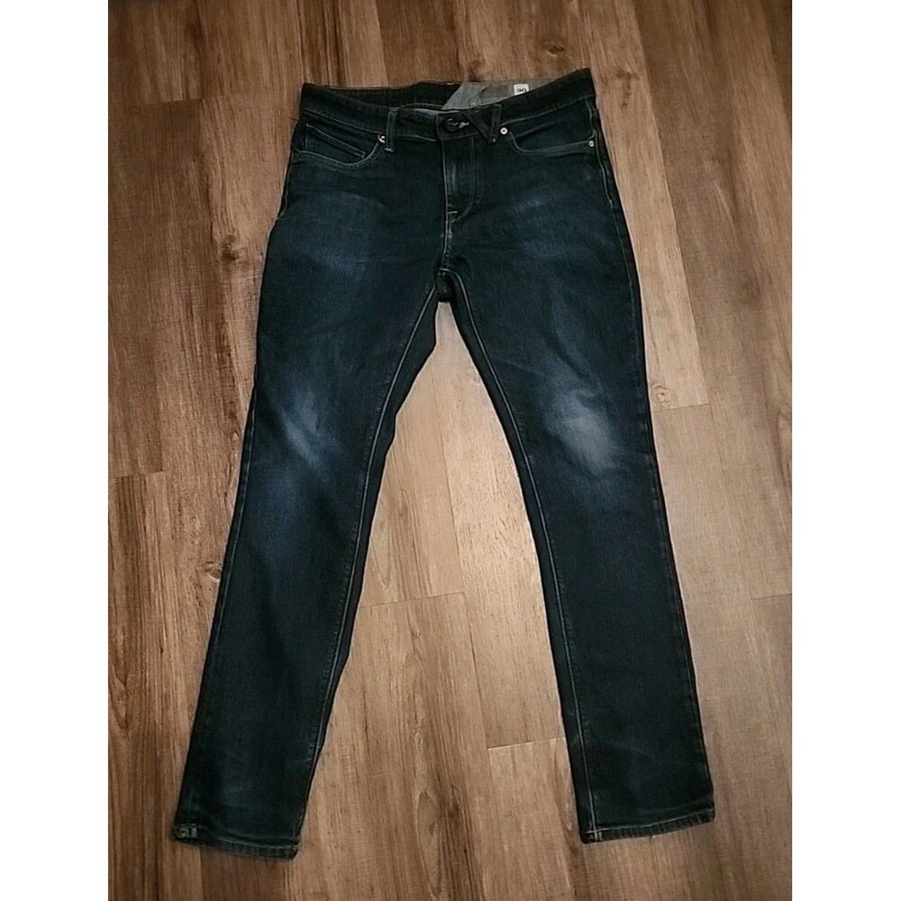 Volcom Womens Jeans 30 Dark Wash Denim Straight Distressed